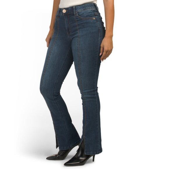 DEMOCRACY Blue Ab Tech High Rise Itty Bitty Bootcut Jeans With Front Slits